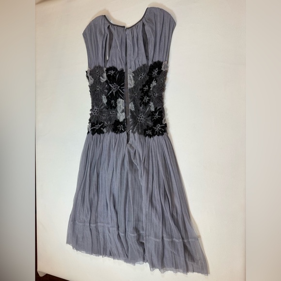 Tory Burch Faith Dress XS grey floral double lined midi sleeveless FLAW (bin G) - Picture 4 of 16